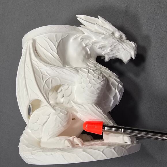 Energy Drink Soda Pop Can Holder White Winged Dragon Textured Functional Fantasy - Picture 4 of 10
